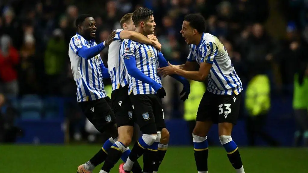 Josh Windass celebrates spectacular long range goal against Derby in January 2025.