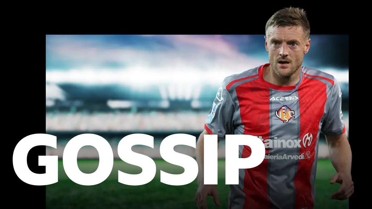 Jamie Vardy behind a gossip graphic
